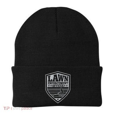 Funny Lawn Enforcement Officer Dad Lawn Mowing Beanie