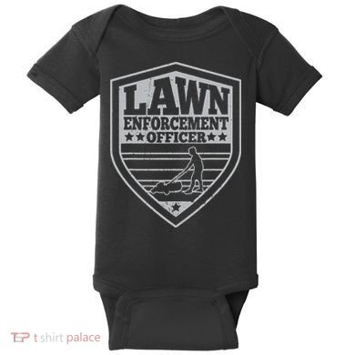 Funny Lawn Enforcement Officer Dad Lawn Mowing Baby Bodysuit