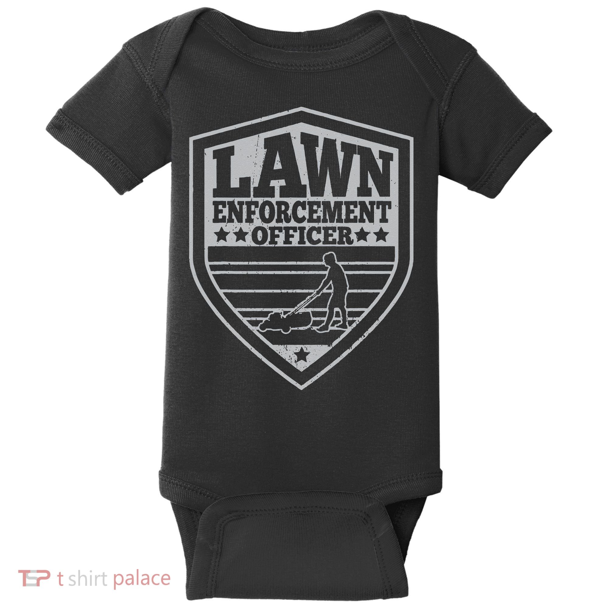 Funny Lawn Enforcement Officer Dad Lawn Mowing Baby Bodysuit