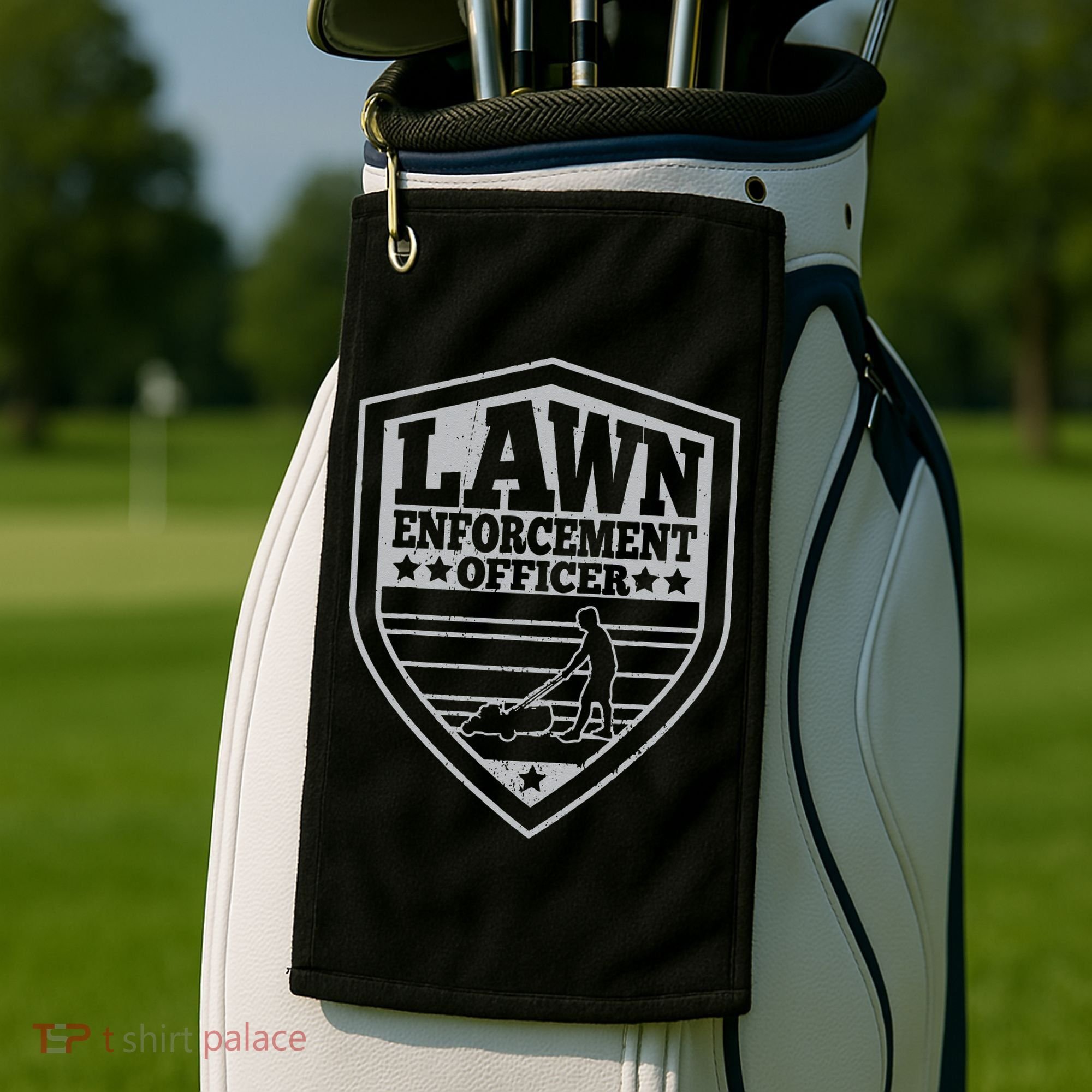 Funny Lawn Enforcement Officer Dad Lawn Mowing Golf Towel
