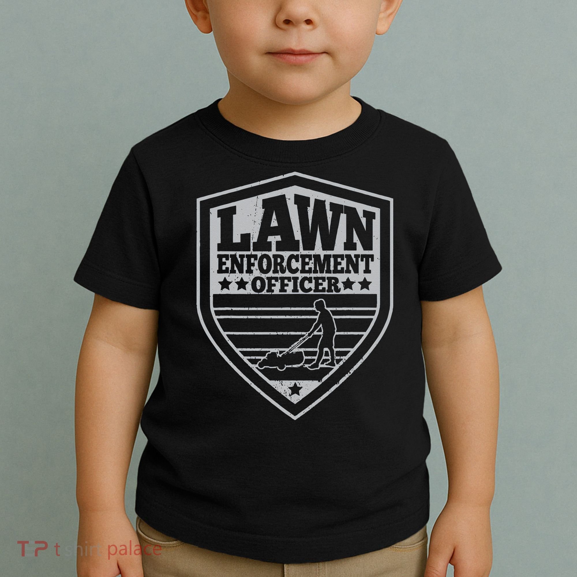 Funny Lawn Enforcement Officer Dad Lawn Mowing Toddler T-Shirt