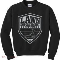 Funny Lawn Enforcement Officer Dad Lawn Mowing Kids Sweatshirt thumb 0