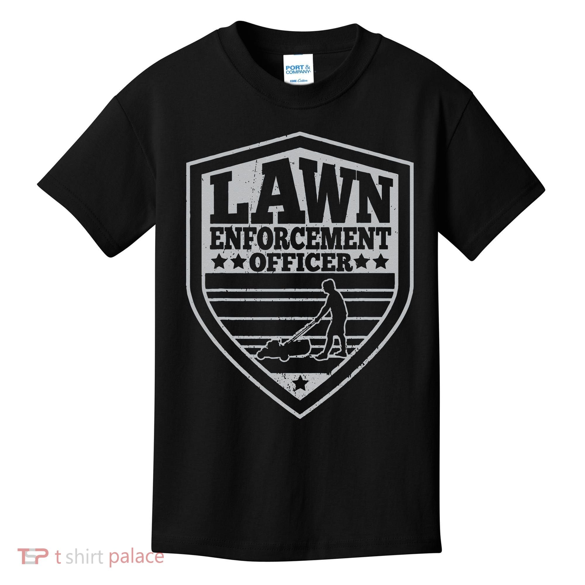 Funny Lawn Enforcement Officer Dad Lawn Mowing Kids T-Shirt