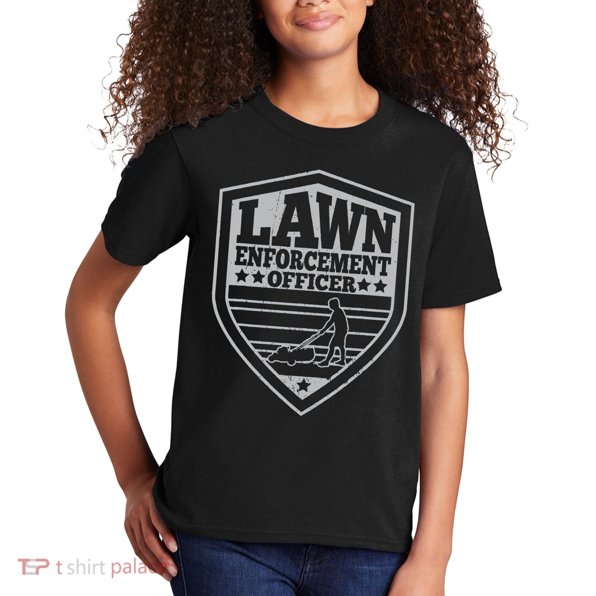 Funny Lawn Enforcement Officer Dad Lawn Mowing Kids T-Shirt