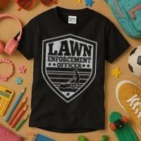 Funny Lawn Enforcement Officer Dad Lawn Mowing Kids T-Shirt thumb 3