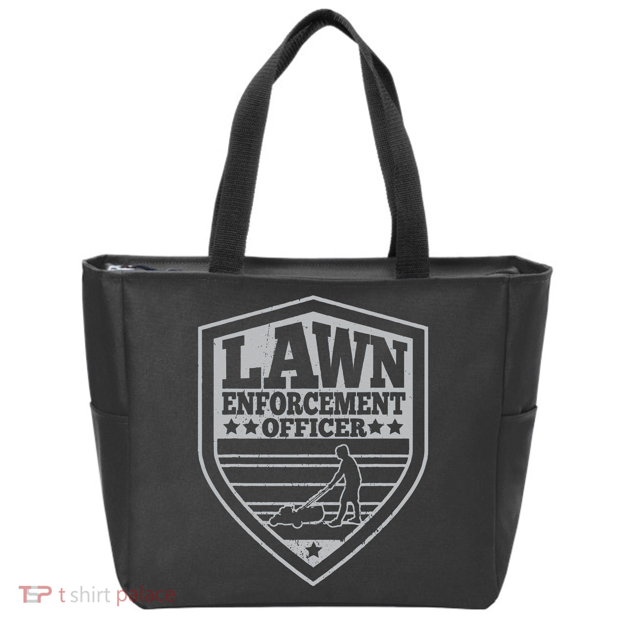 Funny Lawn Enforcement Officer Dad Lawn Mowing Tote Bag
