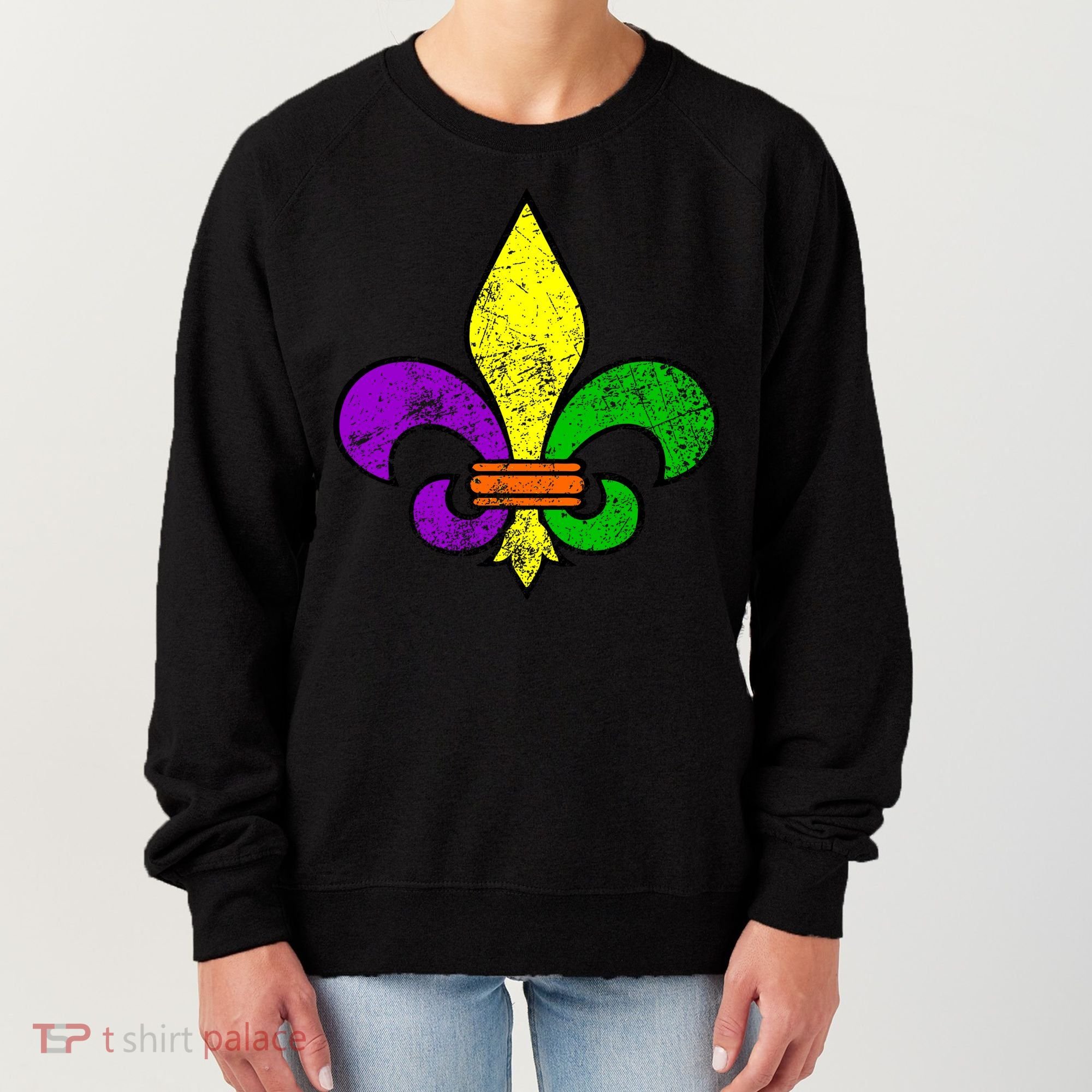 Fleur De Lis Retro Mardi Gras New Orleans Logo Women's Sweatshirt