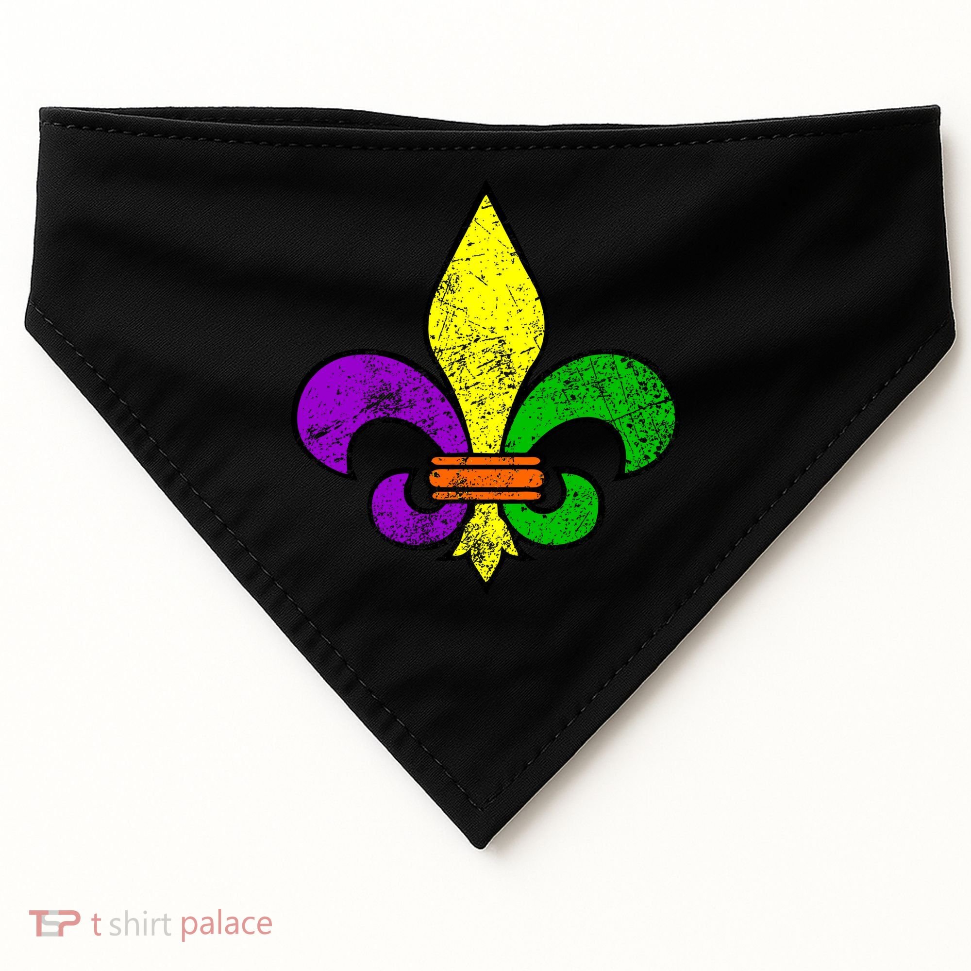 Fleur De Lis Retro Mardi Gras New Orleans Logo USA-Made Doggie Bandana