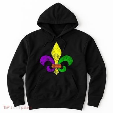 Fleur De Lis Retro Mardi Gras New Orleans Logo Hoodie