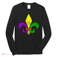 Fleur De Lis Retro Mardi Gras New Orleans Logo Long Sleeve Shirt thumb 0