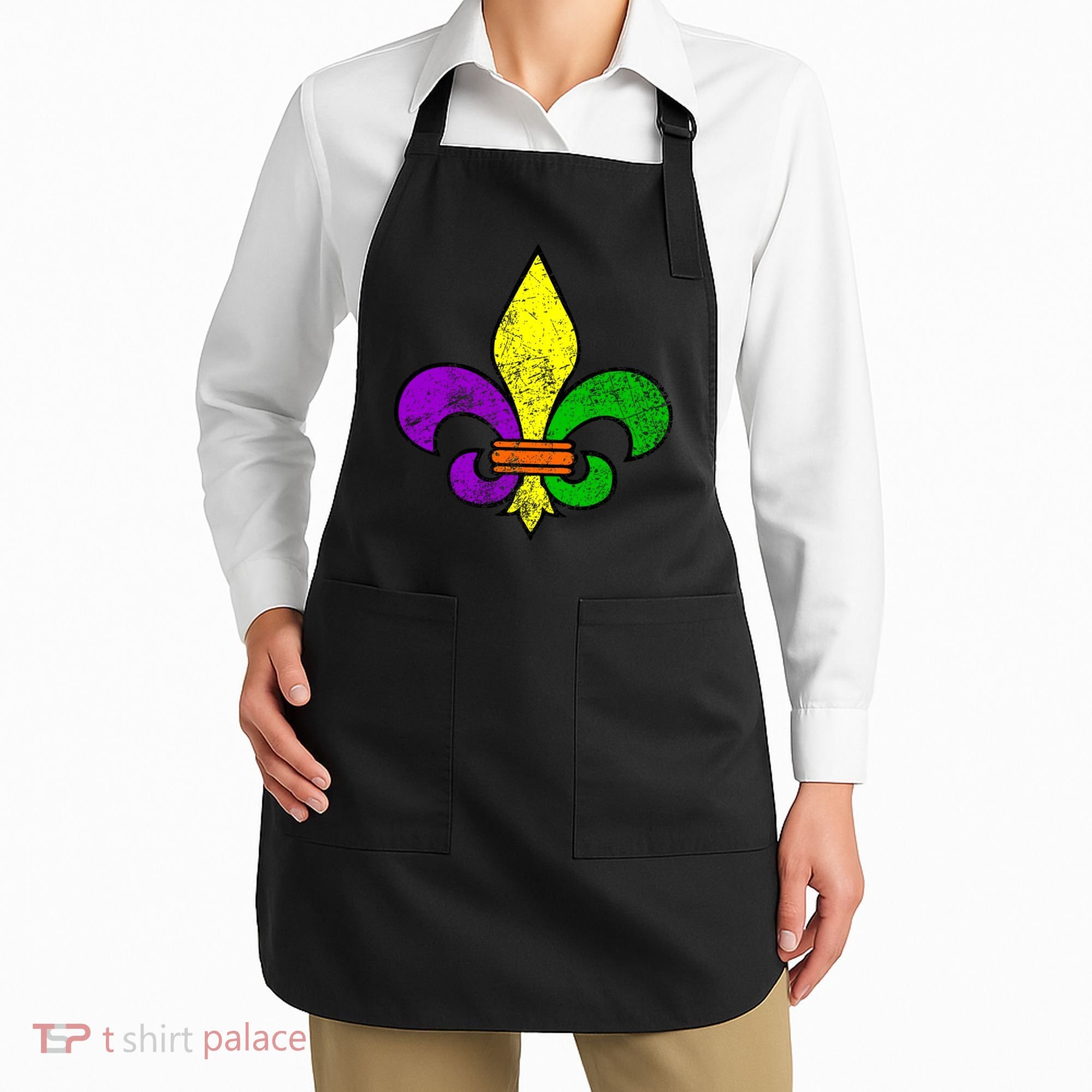 Fleur De Lis Retro Mardi Gras New Orleans Logo Apron
