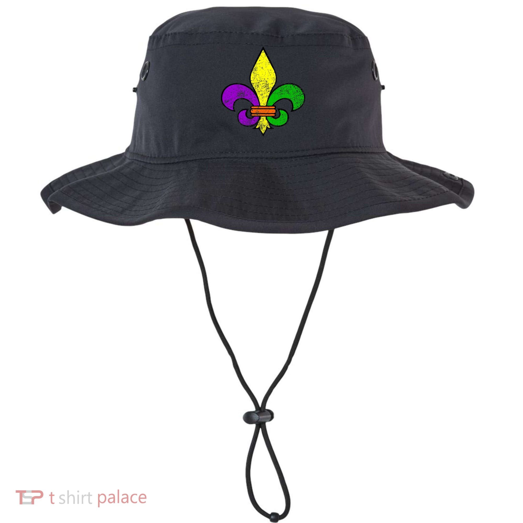 Fleur De Lis Retro Mardi Gras New Orleans Logo Bucket Hat