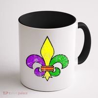 Fleur De Lis Retro Mardi Gras New Orleans Logo Coffee Mug thumb 1
