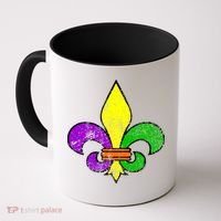 Fleur De Lis Retro Mardi Gras New Orleans Logo Coffee Mug thumb 0