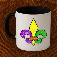Fleur De Lis Retro Mardi Gras New Orleans Logo Coffee Mug thumb 2