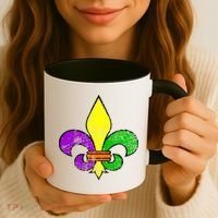 Fleur De Lis Retro Mardi Gras New Orleans Logo Coffee Mug thumb 3