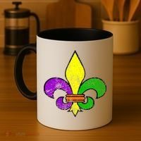 Fleur De Lis Retro Mardi Gras New Orleans Logo Coffee Mug thumb 4