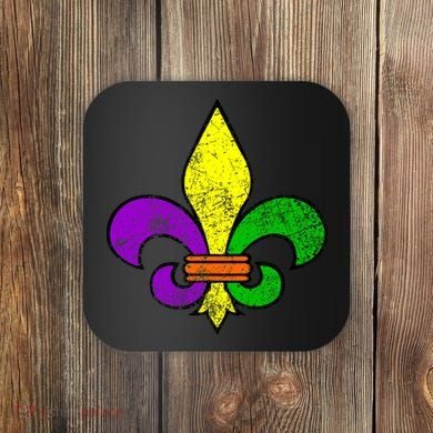 Fleur De Lis Retro Mardi Gras New Orleans Logo Coaster