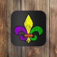Fleur De Lis Retro Mardi Gras New Orleans Logo Coaster thumb 0