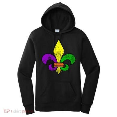Fleur De Lis Retro Mardi Gras New Orleans Logo Women's Hoodie