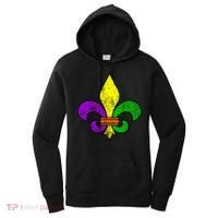 Fleur De Lis Retro Mardi Gras New Orleans Logo Women's Hoodie thumb 0