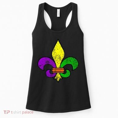 Fleur De Lis Retro Mardi Gras New Orleans Logo Women's Tank Top