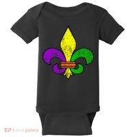 Fleur De Lis Retro Mardi Gras New Orleans Logo Baby Bodysuit thumb 0