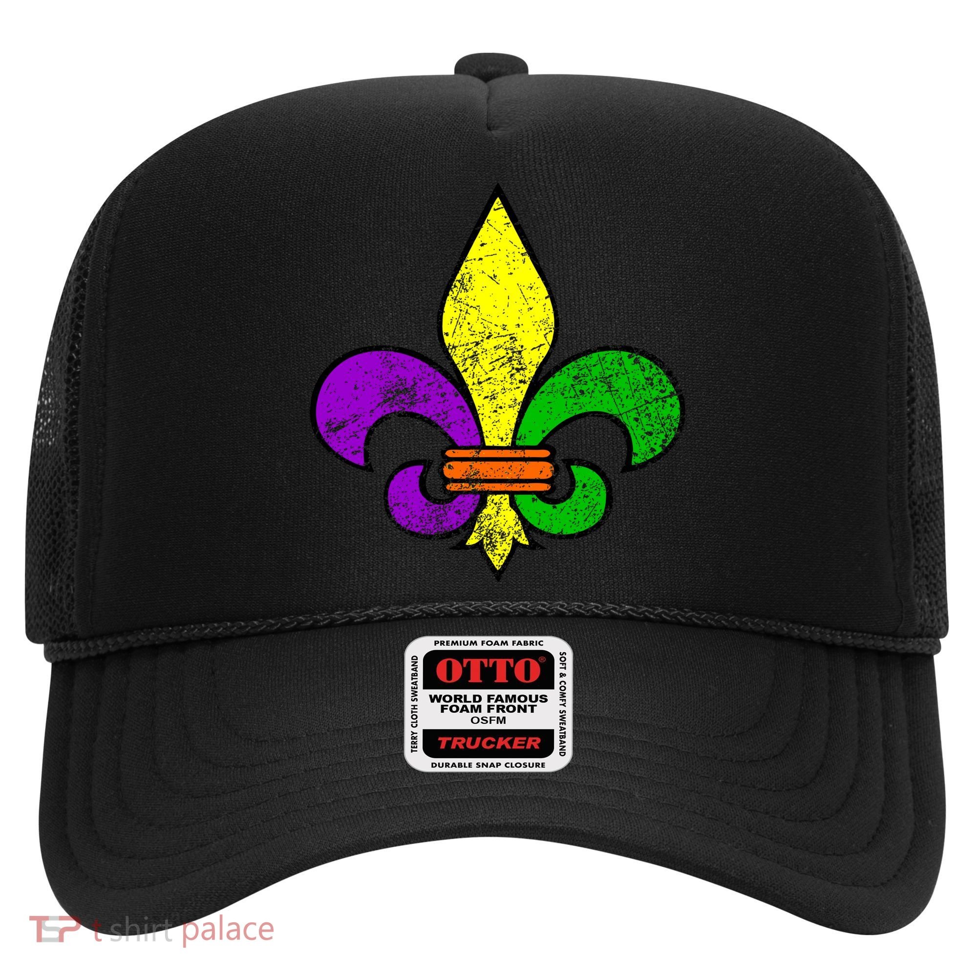 Fleur De Lis Retro Mardi Gras New Orleans Logo Hat