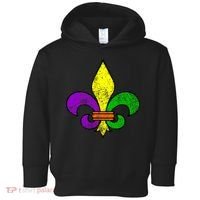 Fleur De Lis Retro Mardi Gras New Orleans Logo Toddler Hoodie thumb 0