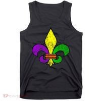 Fleur De Lis Retro Mardi Gras New Orleans Logo Tank Top thumb 0