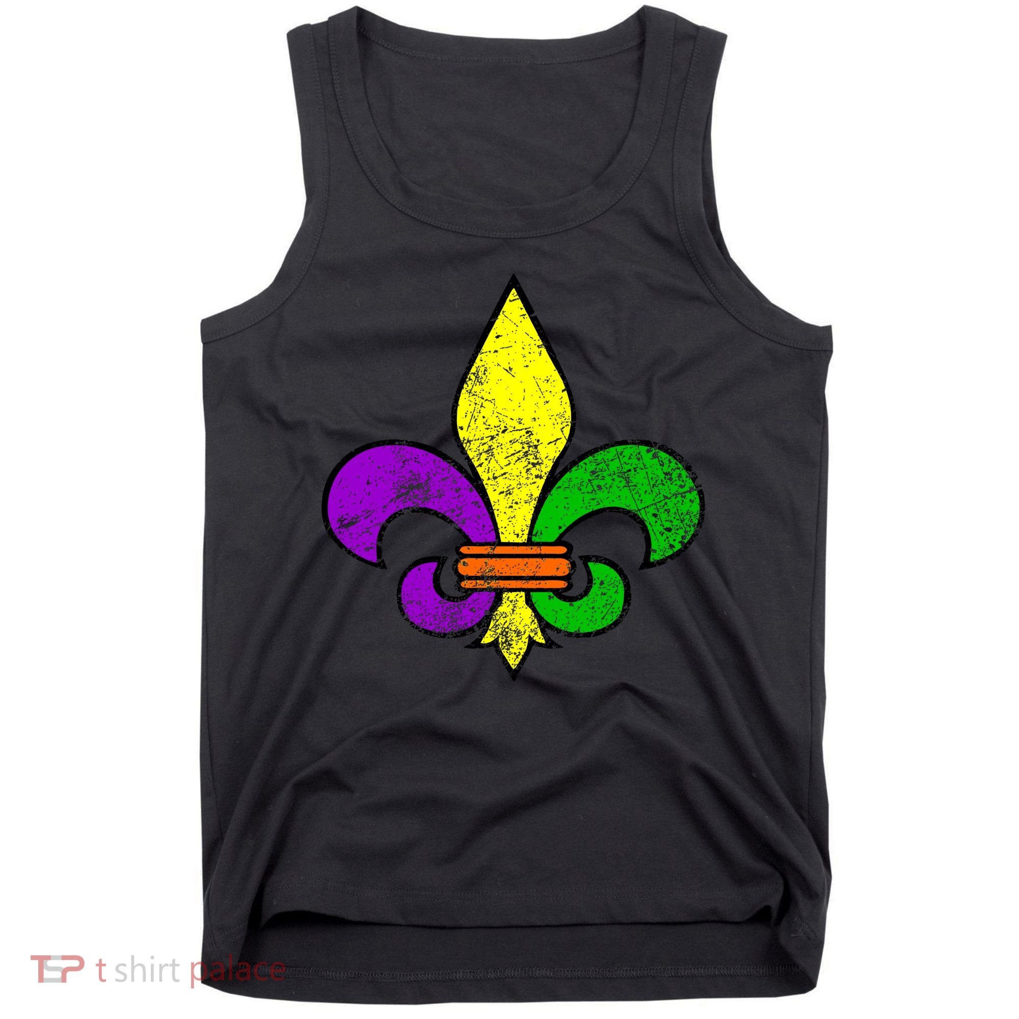 Fleur De Lis Retro Mardi Gras New Orleans Logo Tank Top