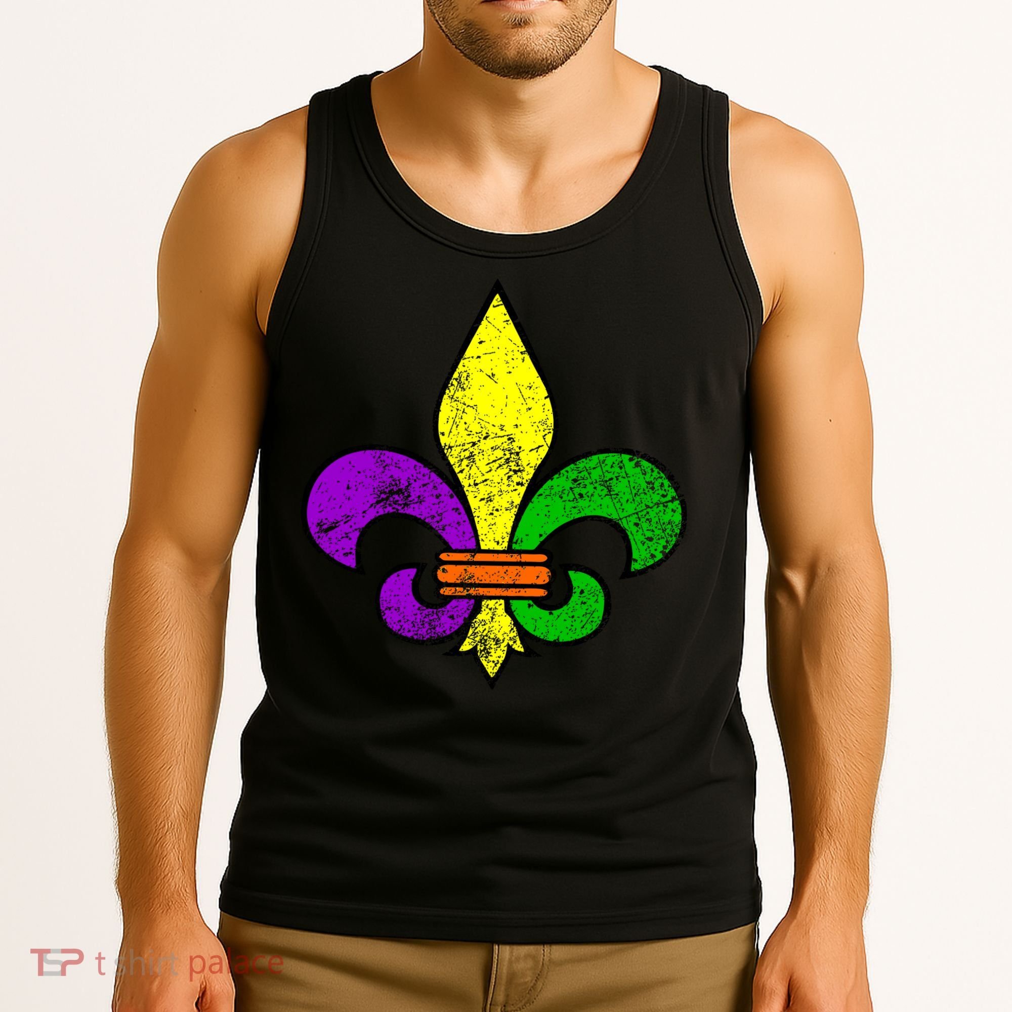 Fleur De Lis Retro Mardi Gras New Orleans Logo Tank Top