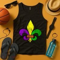 Fleur De Lis Retro Mardi Gras New Orleans Logo Tank Top thumb 4