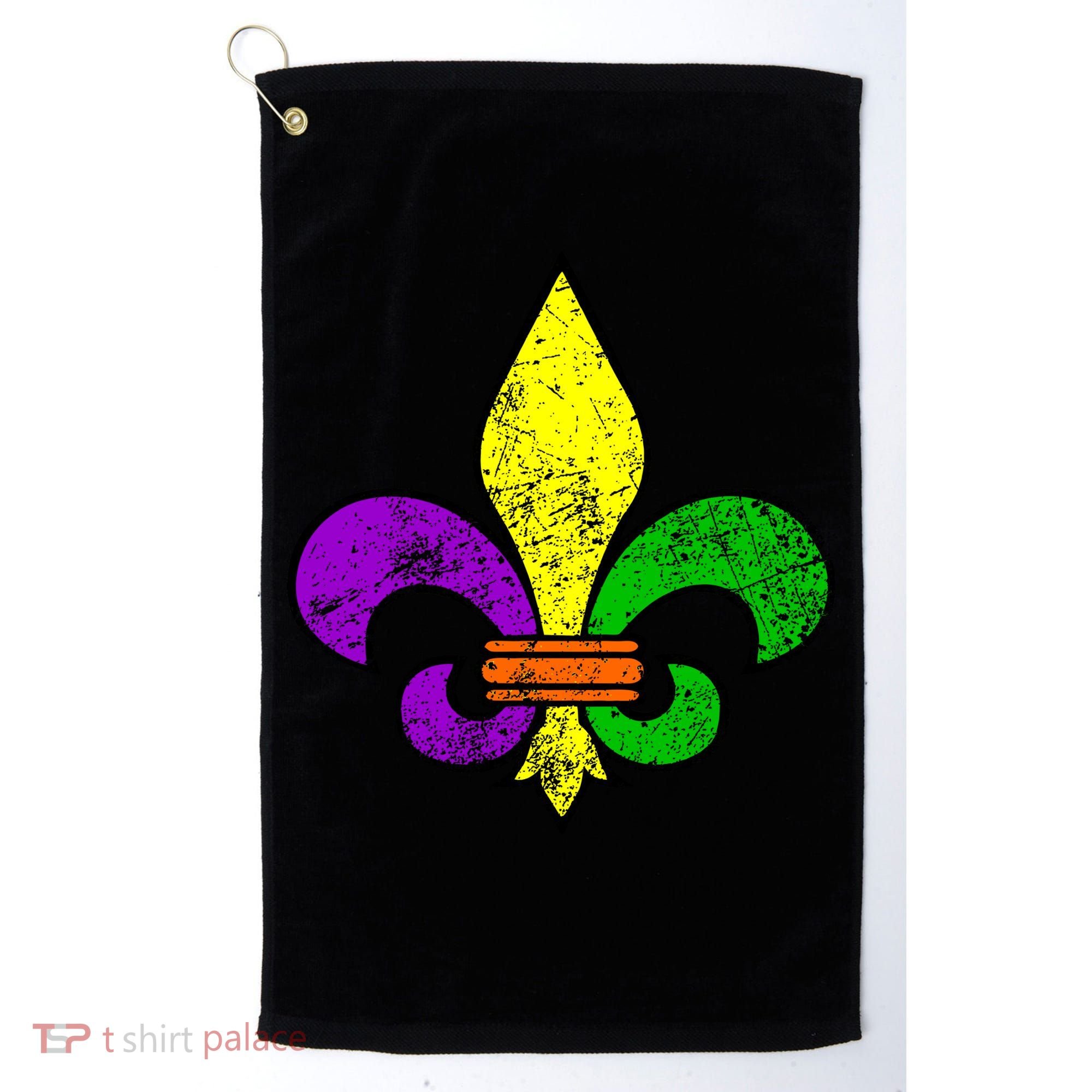 Fleur De Lis Retro Mardi Gras New Orleans Logo Golf Towel