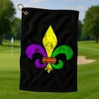 Fleur De Lis Retro Mardi Gras New Orleans Logo Golf Towel thumb 1