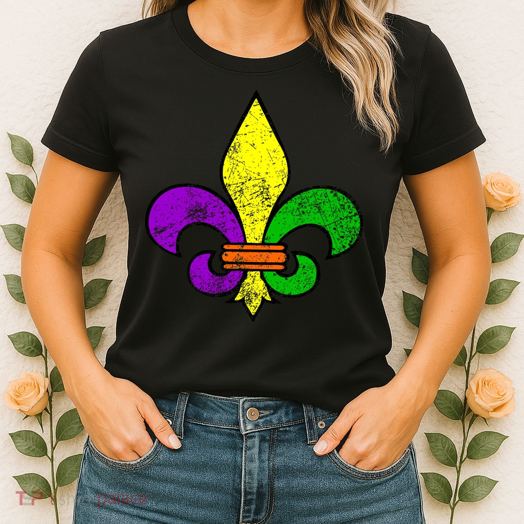 Fleur De Lis Retro Mardi Gras New Orleans Logo Women's T-Shirt