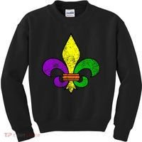 Fleur De Lis Retro Mardi Gras New Orleans Logo Kids Sweatshirt thumb 0