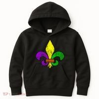 Fleur De Lis Retro Mardi Gras New Orleans Logo Kids Hoodie thumb 0