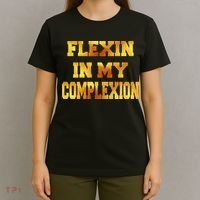 Flexin In My Complexion Gold Print T-Shirt thumb 4