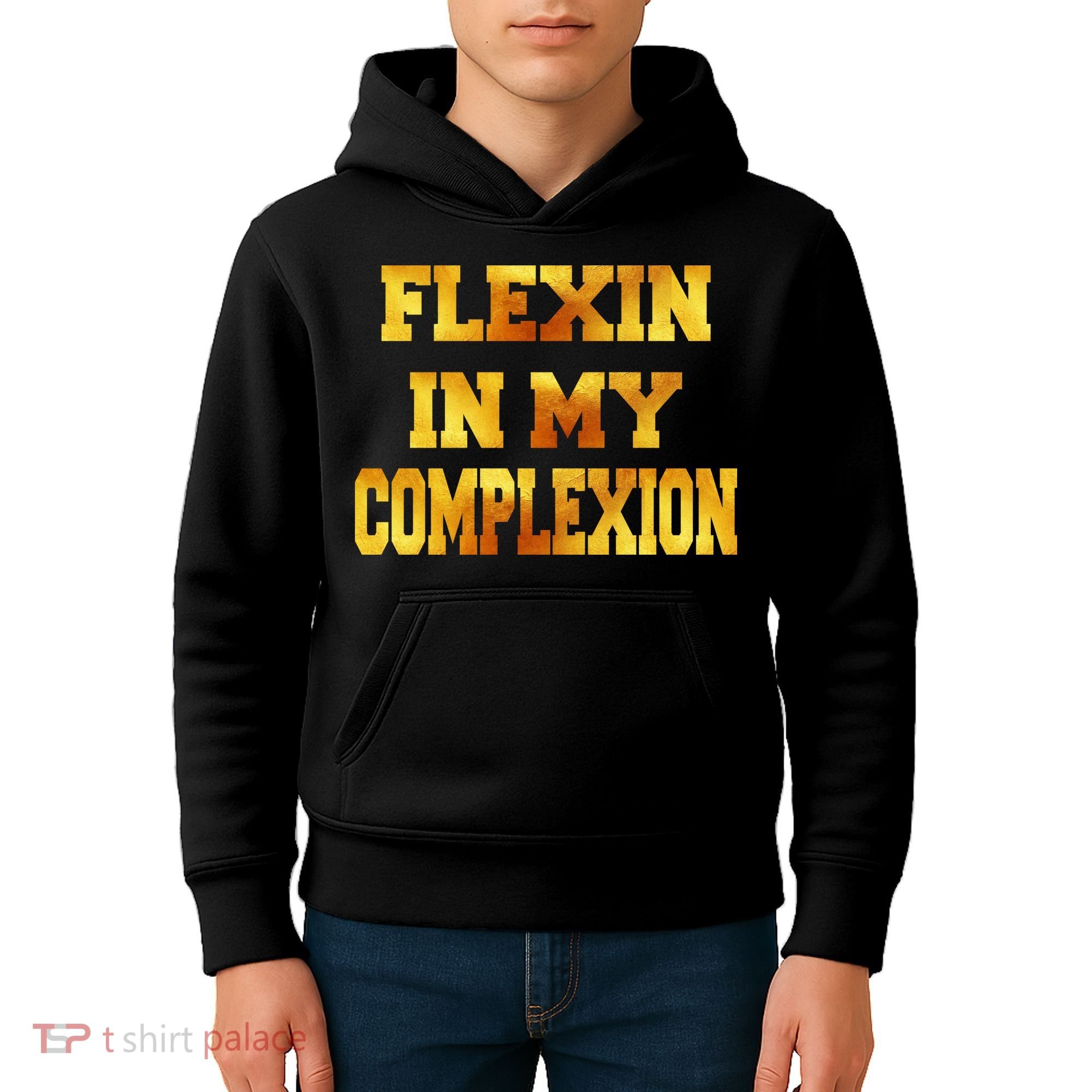 Flexin In My Complexion Gold Print Kids Hoodie