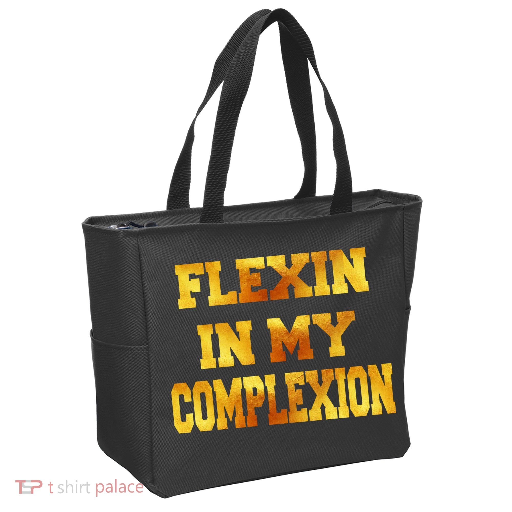Flexin In My Complexion Gold Print Tote Bag