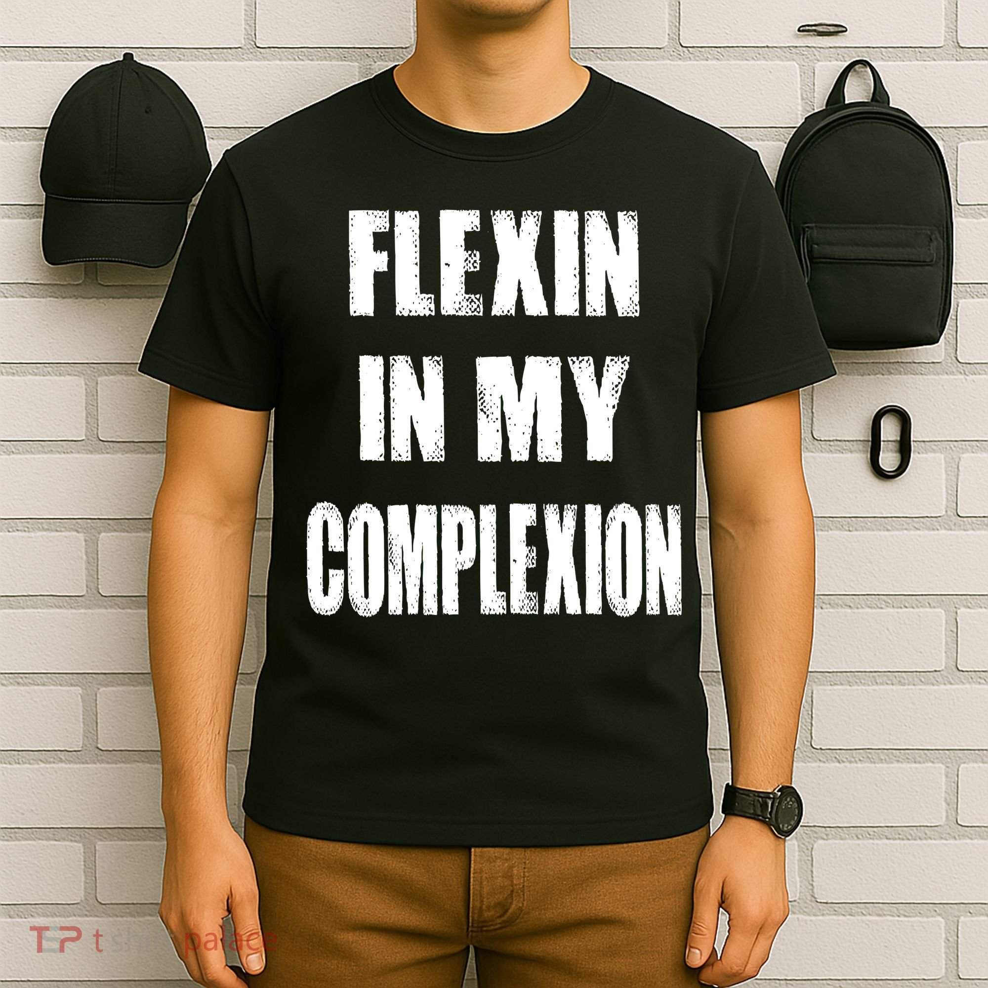 Flexin My Complexion Distressed Logo T-Shirt
