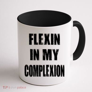 Flexin My Complexion Distressed Logo Coffee Mug back