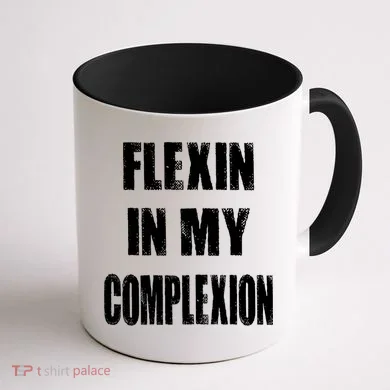 Flexin My Complexion Distressed Logo Coffee Mug back