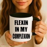 Flexin My Complexion Distressed Logo Coffee Mug thumb 3