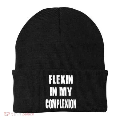 Flexin My Complexion Distressed Logo Beanie
