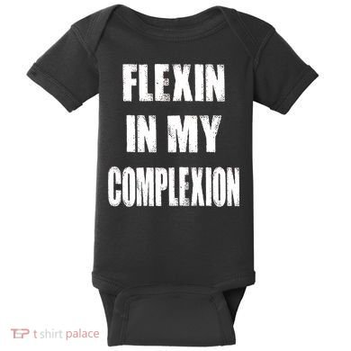 Flexin My Complexion Distressed Logo Baby Bodysuit