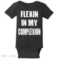 Flexin My Complexion Distressed Logo Baby Bodysuit thumb 0