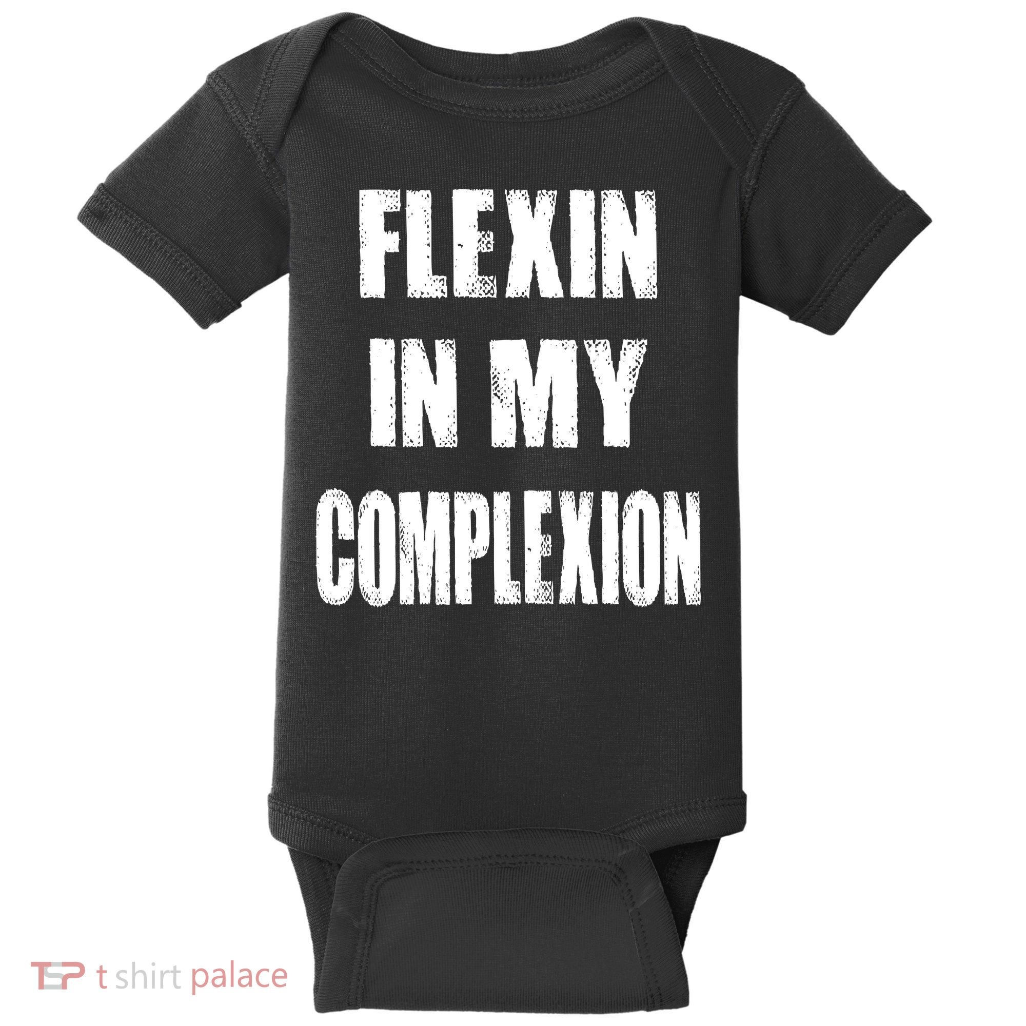 Flexin My Complexion Distressed Logo Baby Bodysuit