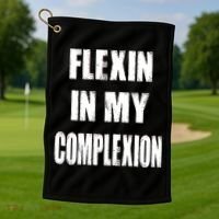 Flexin My Complexion Distressed Logo Golf Towel thumb 1